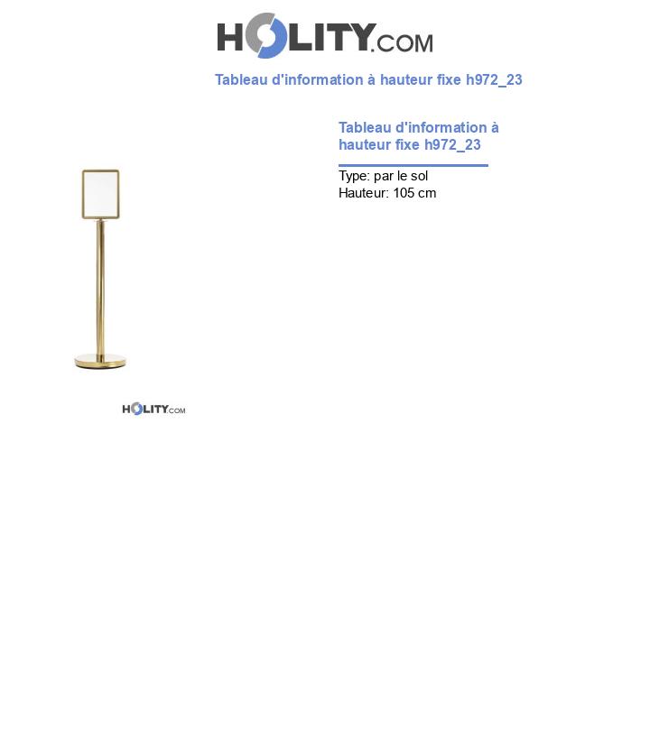 Tableau d'information à hauteur fixe h972_23