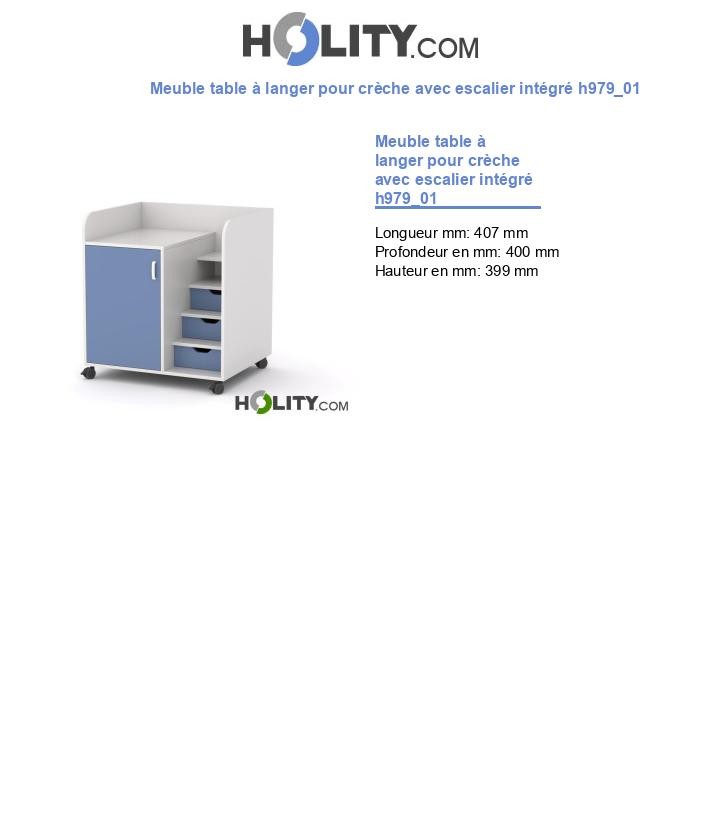 Meuble table à langer pour crèche avec escalier intégré h979_01