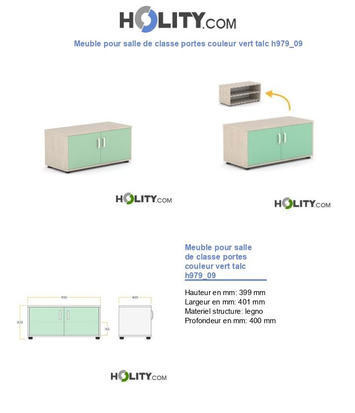 Meuble pour salle de classe portes couleur vert talc h979_09