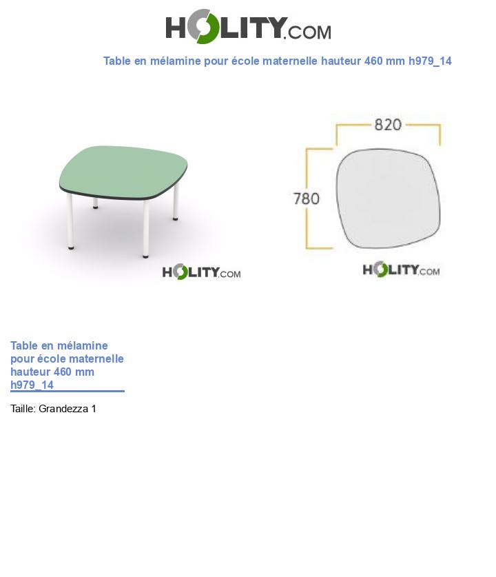 Table en mélamine pour école maternelle hauteur 460 mm h979_14