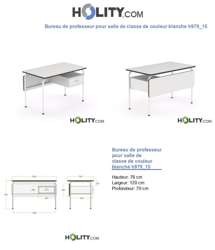 Bureau de professeur pour salle de classe de couleur blanche h979_15