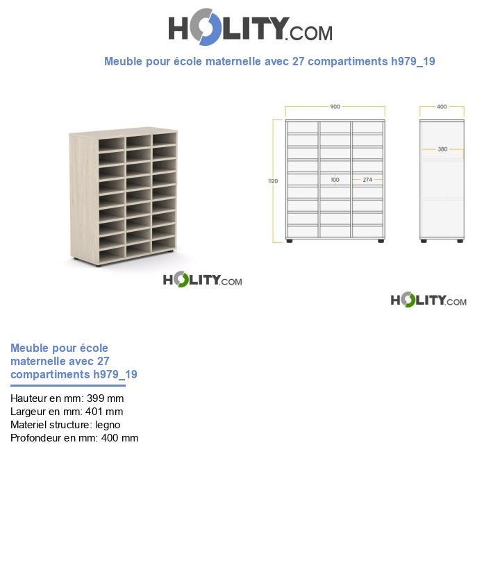 Meuble pour école maternelle avec 27 compartiments h979_19