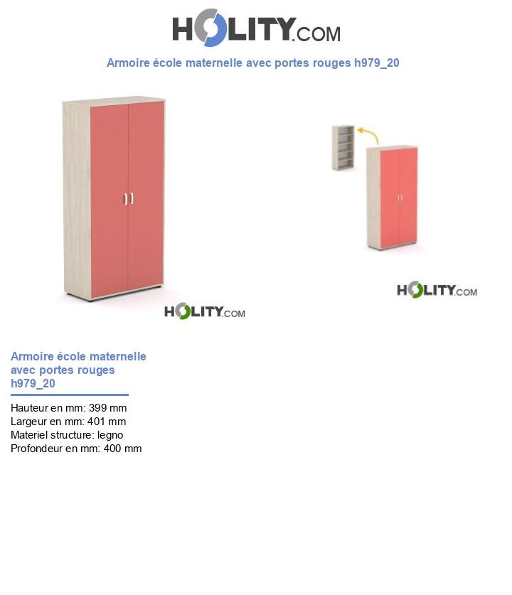 Armoire école maternelle avec portes rouges h979_20
