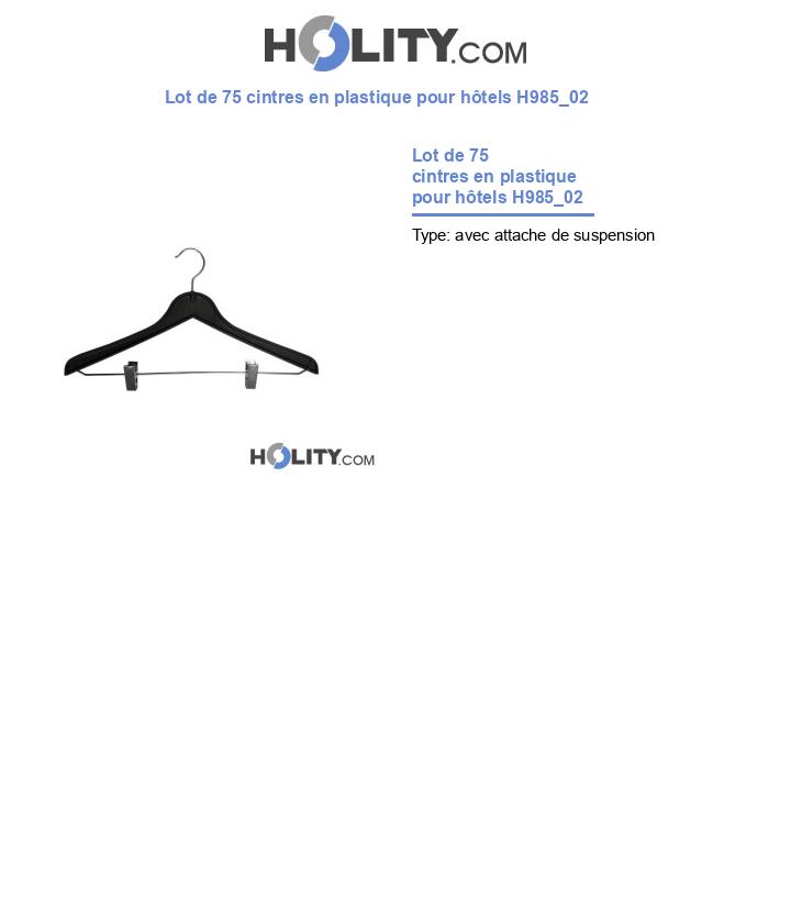 Lot de 75 cintres en plastique pour hôtels H985_02