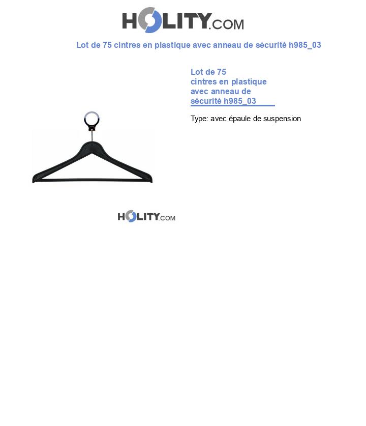 Lot de 75 cintres en plastique avec anneau de sécurité h985_03