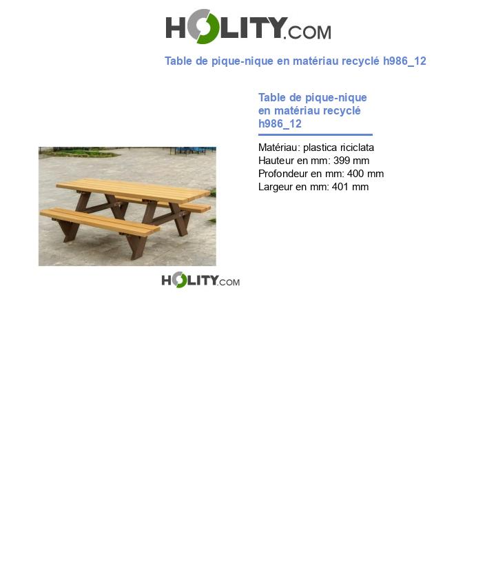Table de pique-nique en matériau recyclé h986_12