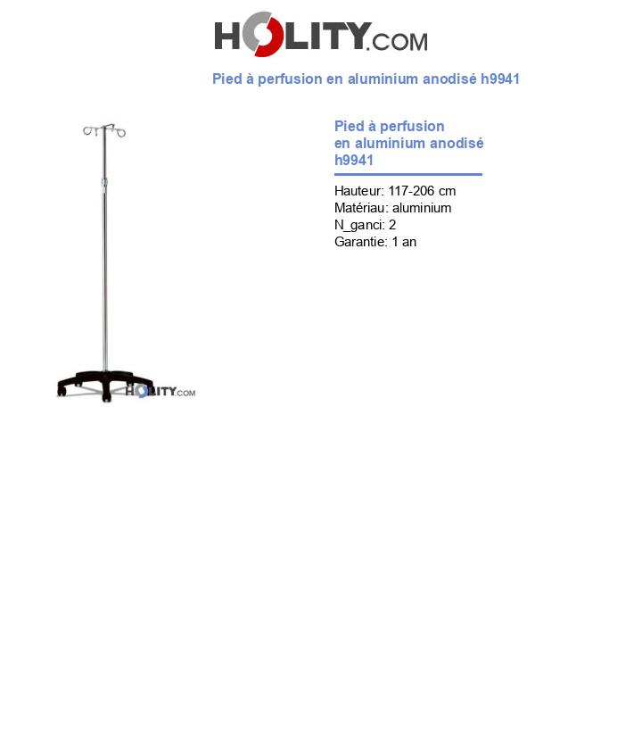 Pied à perfusion en aluminium anodisé h9941