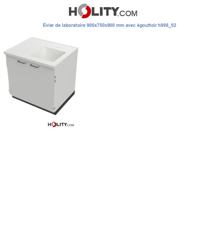 Évier de laboratoire 900x750x900 mm avec égouttoir h998_02