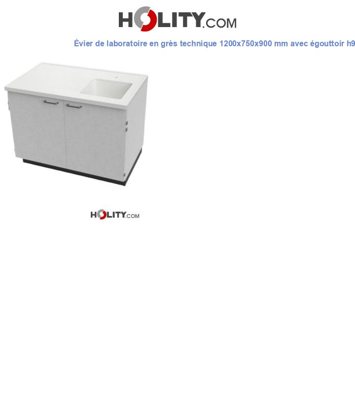 Évier de laboratoire en grès technique 1200x750x900 mm avec égouttoir h998_06